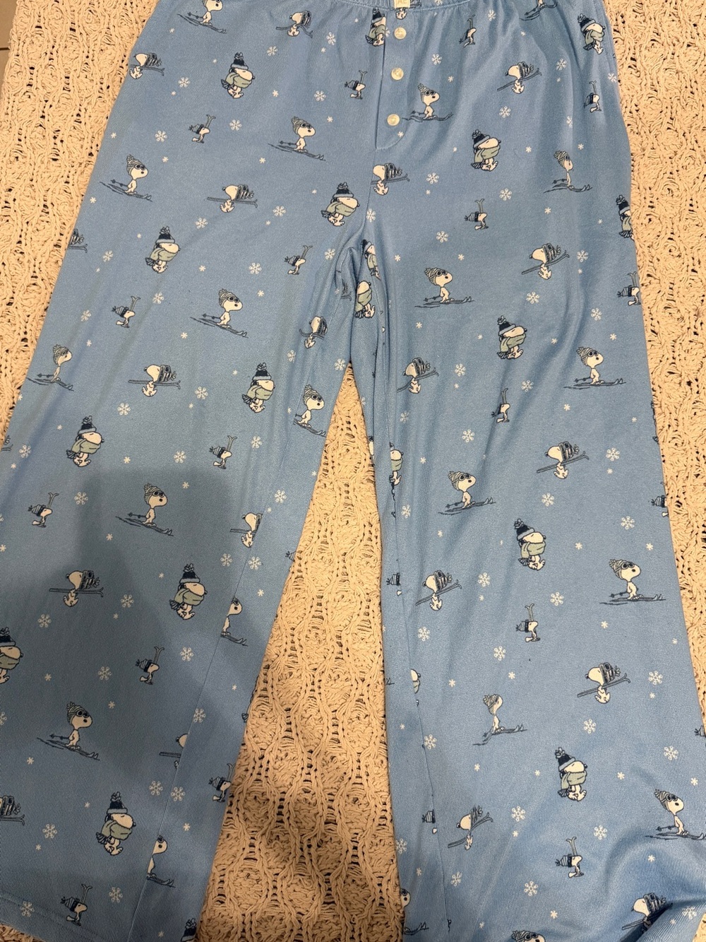American Eagle Outfitters Light Blue Snoopy Print Pajama Bottoms